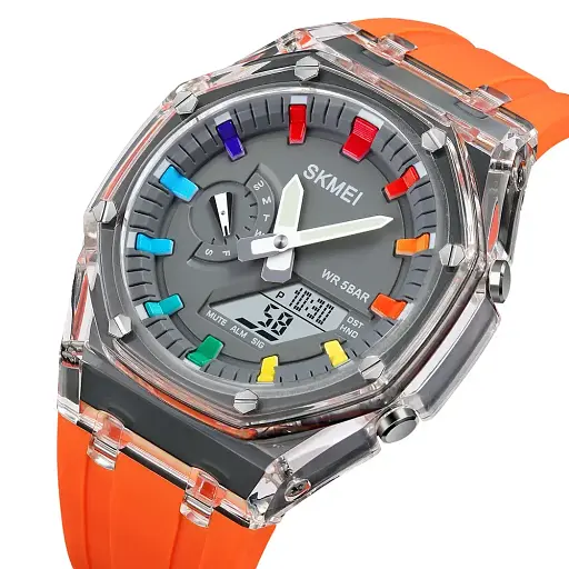 Наручний годинник чоловічий Skmei 2100 Orange, 2100OG (18431) - фото 3