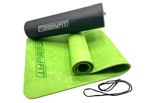 Коврик для йоги и фитнеса EasyFit PER Premium Mat 8 мм + Чехол салатовый (EF-1930s-1-GN) - фото 1