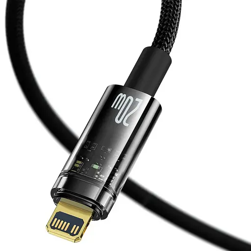 Дата кабель Baseus Explorer Auto Power-Off Fast Charging Type-C to Lightning 20W (1m) (CATS000001) Black - фото 3