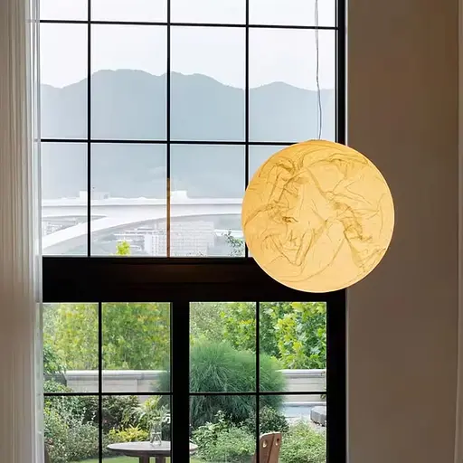 Дизайнерський світильник-куля із імітацією техніки пап'є-маше Ø30 см Line F AK06-300 Білий - фото 6