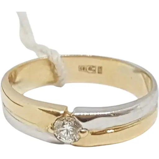 Золотое кольцо ЮЗ "Багет" с бриллиантом. Артикул б10729 15,5