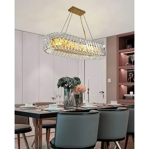 Унікальна підвісна видовжена люстра 100х23х32 см | Line F | Арт. D3008-L1000 GD+CL - фото 7