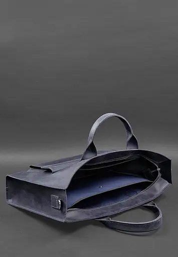 Шкіряна сумка для ноутбука та документів Універсальна синя Crazy Horse - фото 7