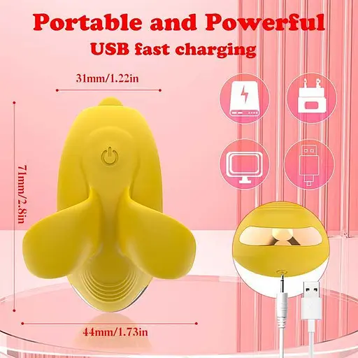 Клиторальный смарт-вибратор Love Spouse силиконовый с аккумулятором для женщин 71 мм желтый - фото 5