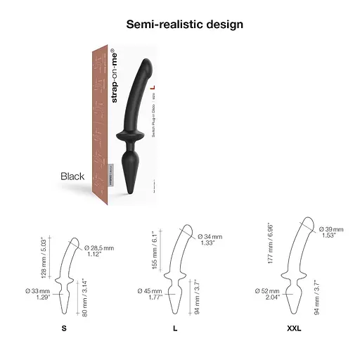 Фалоімітатор з анальною пробкою Strap-On-Me Switch Plug-In Dildo S 21 см чорний - фото 4