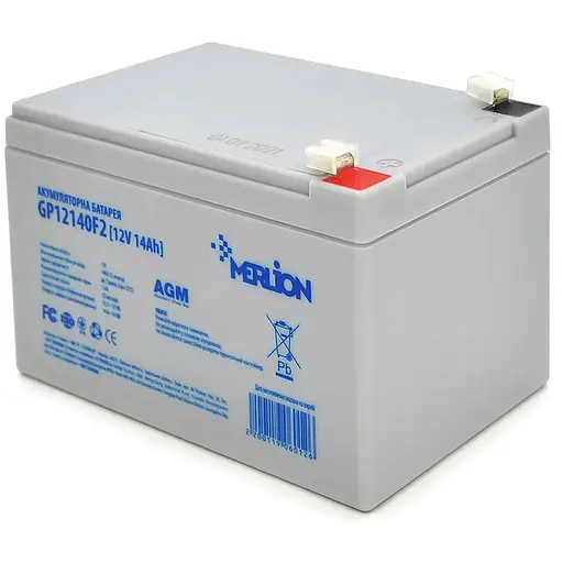 Акумуляторна батарея MERLION AGM GP12140F2 12 V 14 Ah ( 150 x 98 x 95 (100) ), 3.55 kg, Grey, Q6/252