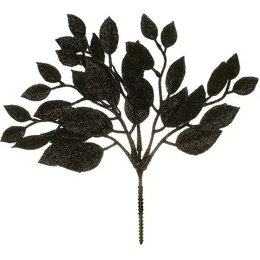 Искусственная ветка 30 см Флористический материал для декора с глитером Черный - фото 1