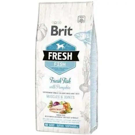 Сухой корм Brit Fresh для взрослых собак больших пород для мышц и суставов с рыбой и тыквой 12 кг - фото 1