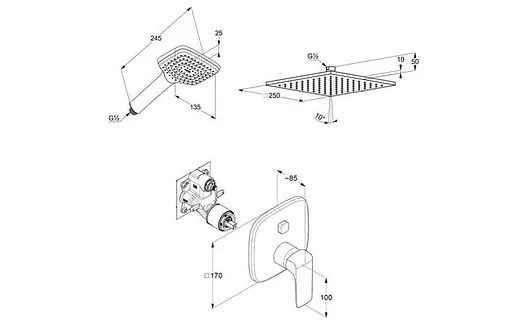 Душова система прихованого монтажу Kludi Ameo хром 416720575 - фото 2
