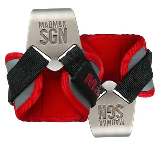 Крюки для тяги на запястье MadMax MFA-330 Lat Hooks Antic silver/Grey/Red (MFA-330-U) - фото 1