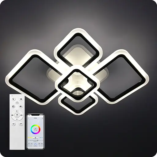 Люстра світлодіодна 517 Light 3color з пультом 114Вт Чорний (01278) - фото 1