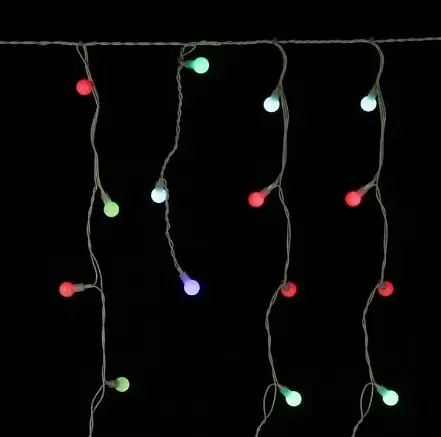 Гирлянда штора Бахрома с шариками Твинки 3х0.7 м (белый шнур) Мультицвет