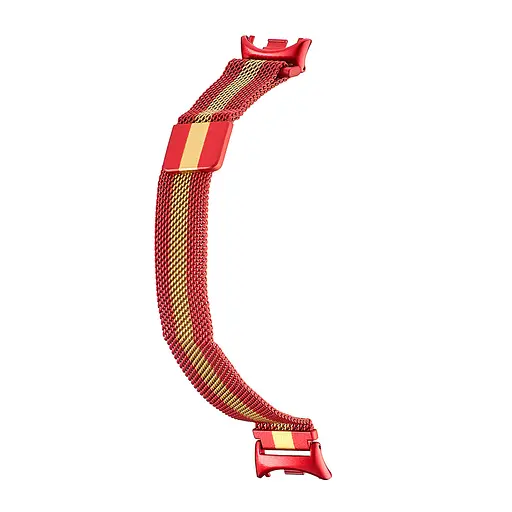 Ремешок Миланская Петля Mi Band 8/9/10 Красный/Gold (26) - фото 2