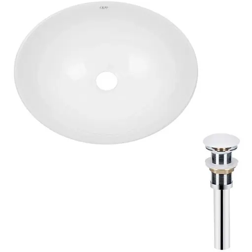 Комплект Qtap Dove: Раковина накладная овальная 415x340x140 мм White + Донный клапан PU02 (QT06113078WN47308) - фото 1