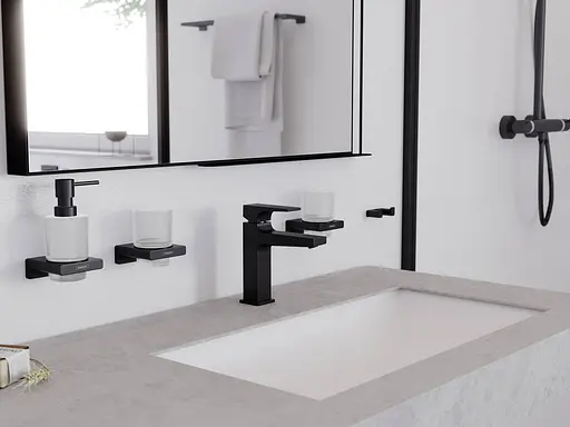 Дозатор підвісний Hansgrohe AddStoris для рідкого мила Brushed Black/скло 41745340, Шліфований чорний хром - фото 6