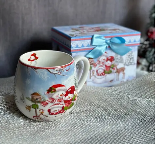 Чашка новорічна R33360 Зимова історія порцелянова в подарунковій коробці 420 мл Біла - фото 6