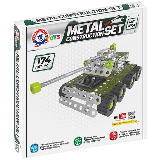 Металлический конструктор Танк ТехноК 4951TXK 174 детали - фото 1