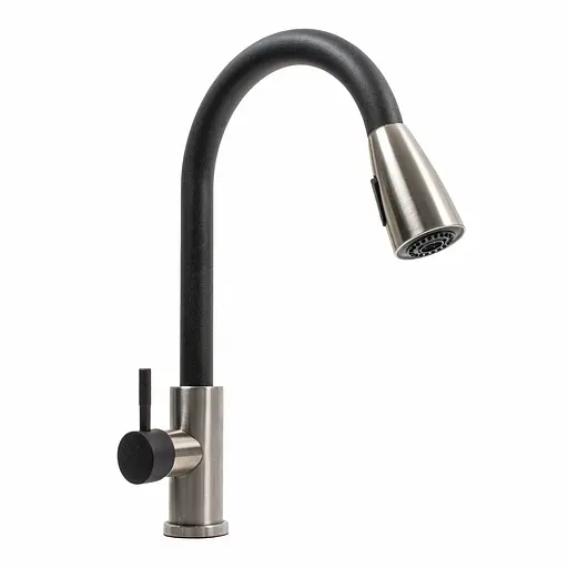 Смеситель для кухни с выдвижным изливом Platinum KT 8203 (8614) Карбон комби Черный - фото 1