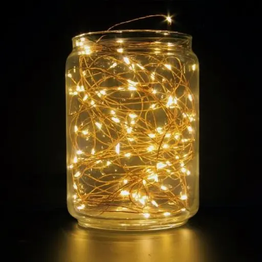 Новогодняя светодиодная гирлянда нить 5 м 100 LED Капля росы на батарейках Желтый USB - фото 4