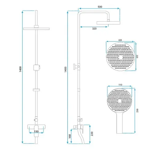Душова система Rea Salton хром з виливом REA-P2408, Хром - фото 5