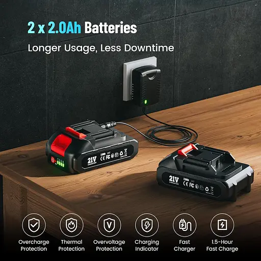 Набір акумуляторних дрилів Seesii 20V Power 60NM, безщітковий набір інструментів для електричних дриль 1/2" з акумулятором - фото 3