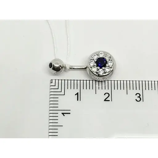 Срібна сережка для пірсингу пупка Silvex 925 з фіанітами. ПР2ФС/019 - фото 4