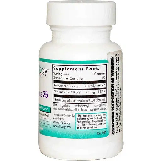 Цинк цитрат Nutricology Zinc Citrate 25 мг 60 капсул (ARG-50280) - фото 2
