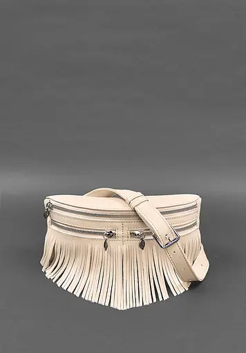 Шкіряна жіноча сумка на пояс Spirit світло-бежева краст - фото 3