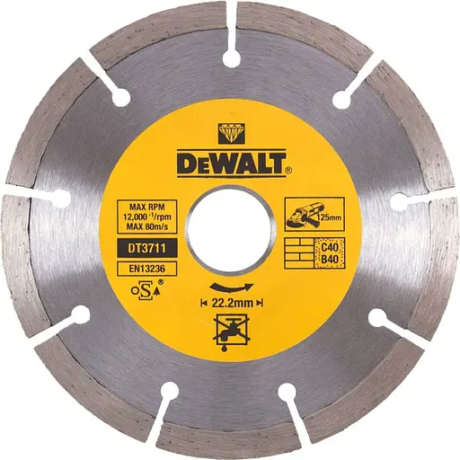 Диск алмазний DeWalt High Performance будівельні блоки/бруківка/бетон 125х2.2х22.2 мм (DT3711)