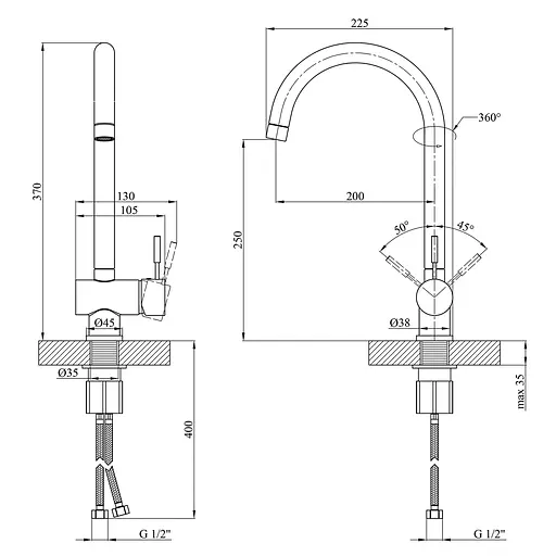 Змішувач для кухні Kroner KRM Mosel - B035 (CV020537) - фото 7