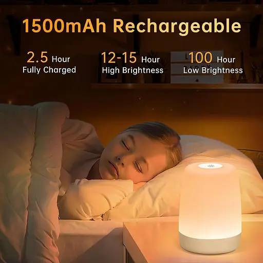 Нічний світильник YUNJAYI для дитячої спальні, сенсорне управління, світлодіодний світильник з теплим білим світлом і 256 кольорам - фото 3