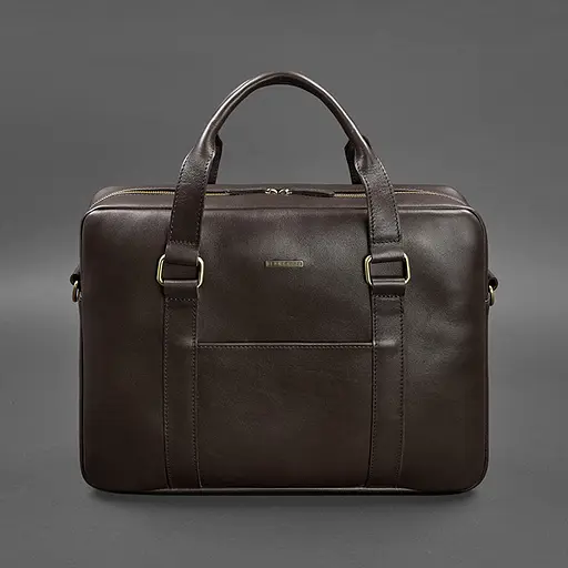 Шкіряна сумка для ноутбука та документів темно-коричнева - фото 5