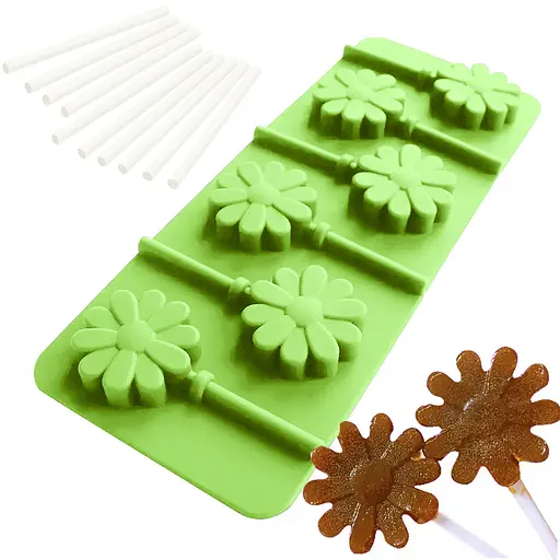 Силиконовая форма для леденцов и конфет на палочке "Цветок", Kitchen Master Салатовый 87400 - фото 2