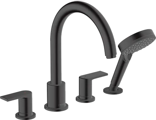 Смеситель на край ванны Hansgrohe Vernis Blend на 4 отверстия черный матовый 71456670 Черный матовый - фото 1