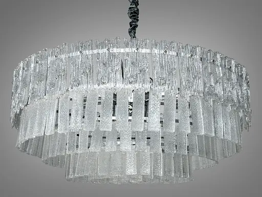 Вишукана люстра підвіс зі скляними пелюстками на 18 ламп, колір хром - фото 2