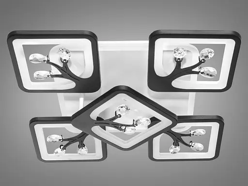 Лед люстра з пультом, димером і підсвічуванням, 90W, чорна - фото 3