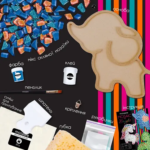 Дитячий набір для творчості кришталева мозаїка Слоник Mosaaro МА7000 - фото 4