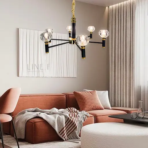 Елегантна люстра на 6 або 12 ламп з скляними плафонами Line.F Кількість ламп 12 - фото 7