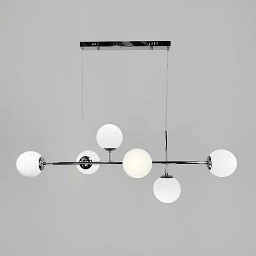 Люстра видовжена хромованому корпусі на 6 плафонів (тип В) | Line F | Арт. SGJ7/6B CH+WT - фото 1