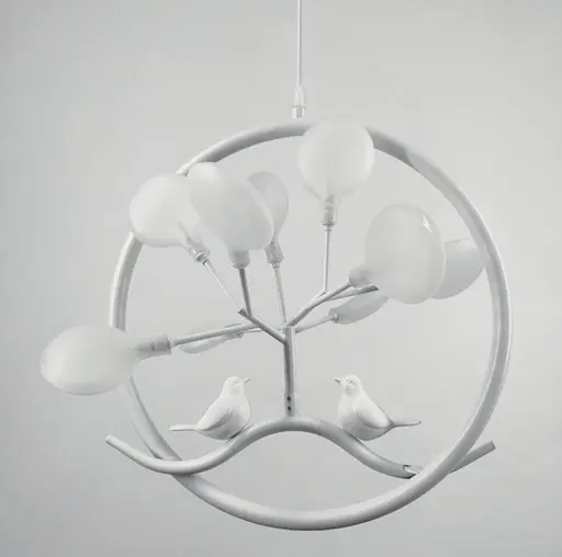Воздушный подвес в белом корпусе с парой нежных птиц Line.F H 686/9 WT FR - фото 2