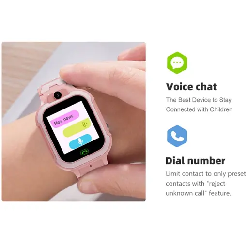 Смарт-годинник телефон дитячий LEMFO LT37 4G GPS Wi-Fi з відеодзвінком SIM-карта силіконовий ремінець Pink (18757) - фото 4
