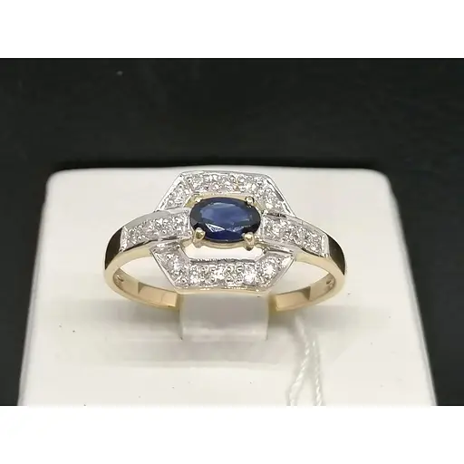 Золоте кільце Центрумикс трейд з діамантами і сапфіром. Артикул RS588K 19,5 - фото 3