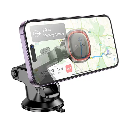 Автотримач для телефона BOROFONE BH125 Roman magnetic car holder (center console) Black and Red - фото 5