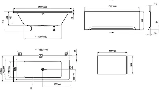 Ванна акрилова Ravak Formy 01 180x80 C881000000 Білий - фото 5
