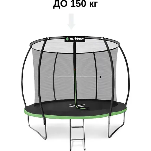 Батут Outtec Premium 8ft (252см) чорно-зелений з внутрішньою сіткою - фото 4