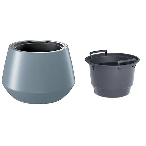 Цветочный горшок Heos 395 х 350 мм круглый с вкладышем, светло-серый (89359-443) - фото 1