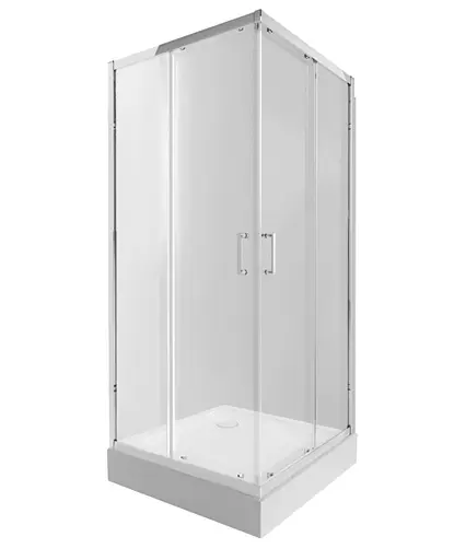 Набор Qtap Душевая кабина Taurus CRM1011SC6, квадратная, стекло прозрачное 6 мм + Душевой поддон Tern 301112 - фото 1