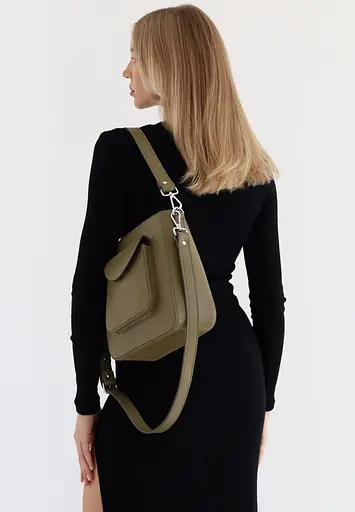 Жіноча шкіряна сумка Stella оливкова - фото 4