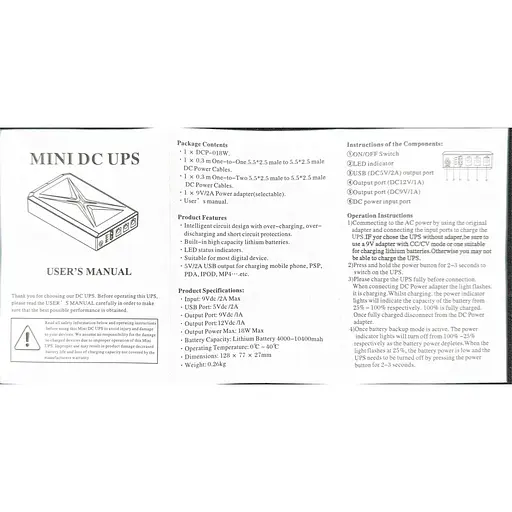 ИБП UPS DC 18W 10400mAh для роутера, терминала, камеры DCP-018W/DC5.5x2.5mm: 5V/9V/12V/USB/LED без блока питания Black - фото 10