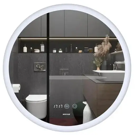 Дзеркало Mixxus PLAIN MC10-80 з LED Touch, Anti-fog, димером, регулюванням яскравості, годинником (MI6932) - фото 1